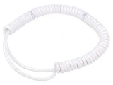 Cablu spiralat alb 0,3m-1,2m 300V PUR 2x0,22mm2