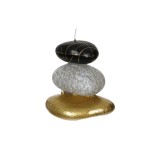 Lumanare, 3 pietre, Auriu Gri Negru, 12x10x13cm