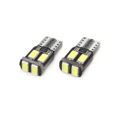 Set becuri auto cu LED CANBUS compatibil T10 W5W 6 SMD Alb 12V, destinat competitiilor auto sau off-road, Amio