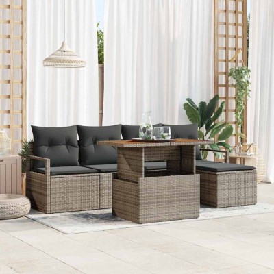 vidaXL Set de canapele pentru grădină 6 pcs Gri Rattan poli foto