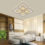 Lustra LED cu telecomanda SUSAN, 77W, 4 Patrate, lumina Rece/Calda/Neutra, Dimabila, Alb, Alessandro DESIGN