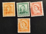 Noua Zeelandă (Dominion Britanic) 1938&ndash;1953 - Set de 4 Timbre Definitive Clasice &bdquo;Regele George al VI-lea și Regina Elisabeta a II-a&rdquo; -PV1