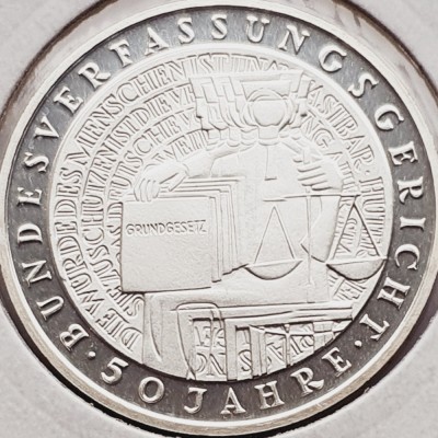 532 Germania 10 mark 2001 Federal Constitutional Court - A - km 206 UNC argint foto
