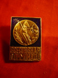 Insigna - Olimpiada Unionala URSS , metal si email ,h=3,3cm