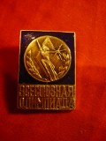 Insigna - Olimpiada Unionala URSS , metal si email ,h=3,3cm