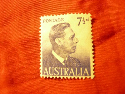 Timbru Australia 1951 Rege George VI , val. 7 1/2p foto