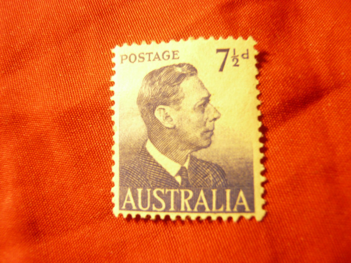 Timbru Australia 1951 Rege George VI , val. 7 1/2p