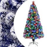 vidaXL Brad Crăciun artificial luminat alb&amp;albastru 120cm fibră optică