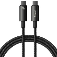 CABLU alimentare si date Baseus Tungsten Gold, Fast Charging Data Cable pt. smartphone, USB Type-C la USB Type-C 240W, braided, 2m, negru &quot;CAWJ040101&quot;