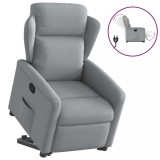 Cumpara ieftin Fotoliu rabatabil cu ridicare, gri deschis, material textil