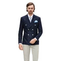Sacou barbati double breasted bleumarin S011