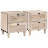 vidaXL Noptiere (2 buc) Lemn Masiv Mango Bej 40x33x46cm - Stil Rustic, Sertare, Design Elegant - Dormitor/Living