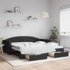 VidaXL Pat de zi cu extensie și sertare, negru, 100x200 cm, textil 3197231