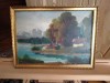 Tablou peisaj casa pe lac, Peisaje, Ulei, Realism