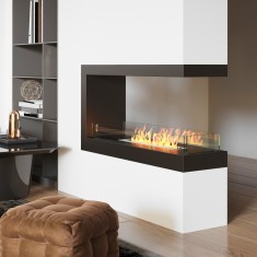 HOMCOM Semineu cu Bioetanol cu 3 Laturi cu Arzator de 2.4L si Durata 4 Ore, Biosemineu cu Panou din Sticla si Capac 30?, 100x30x55cm, Negru foto
