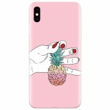 Husa silicon pentru Apple Iphone XS Max, Rainbow Pinepple