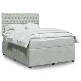 Gossi pat box spring cu saltea, gri deschis, 160x200 cm, catifea