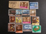 Lot Timbre Zambia 1968-1971 &ndash; Serie Uzuală și Comemorative, Ștampilate (Floră, Faună, Cultură) -A583