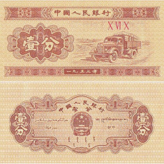 1953, 1 Fen (P-860b) - China - stare UNC