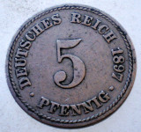 1.306 GERMANIA 5 PFENNIG 1897 A, Europa, Cupru-Nichel