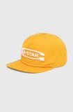 G-Star șapcă de baseball din bumbac culoarea galben, cu imprimeu