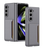Husa telefon compatibil samsung galaxy z fold 5, wallet premium, sustine card, gri