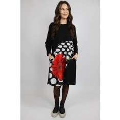 ROCHIE MIDI CU BUZUNARE SI MANACA LUNGA INSERTIE PRINT DAISY DOTS FERRARA TALIE UNICA Multicolora