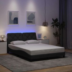 vidaXL Cadru de pat cu LED fără saltea țesătură gri &icirc;nchis 120x200 cm