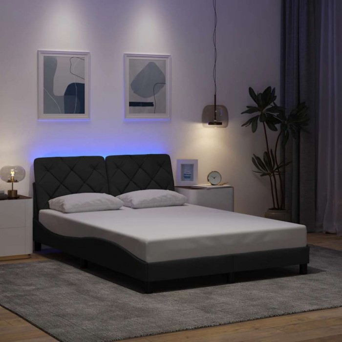 vidaXL Cadru de pat cu LED fără saltea țesătură gri &icirc;nchis 120x200 cm 3310658