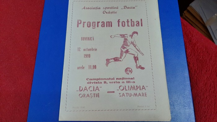 program Dacia Orastie - Olimpia SM