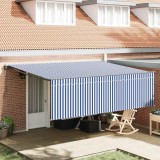vidaXL Cortina Retractabilă Albastru și alb 450 &times; 300 cm țesătură