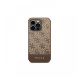 Husa iPhone 14 Pro Max Guess 4G Stripe Metal Logo Brown
