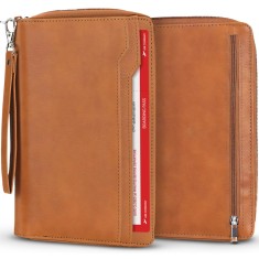 Portofel documente Navaris, 22.5x15.5x2.5 cm, curea detasabila, maro, NAV0000202R001C