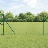 VidaXL &Icirc;mprejmuire Euro cu 7 st&acirc;lpi 1,4x10 m Oțel galvanizat Verde