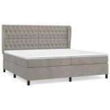 Cumpara ieftin Pat box spring cu saltea, gri deschis, 200x200 cm, catifea