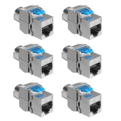 Set 6 Mufe CAT8 de 40 Gbit pentru cabluri Ethernet RJ45, Kwmobile, Argintiu, Metal, 52517.06 foto