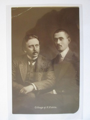Rara! Carte postala foto Octavian Goga si Aurel Vlaicu cca 1910,colt sus intarit foto