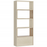 Librarie Rastel cu Rafturi pentru Salon in Lemn 141 x 29 x 176 cm Alb, Stejar HOMCOM | Aosom Romania