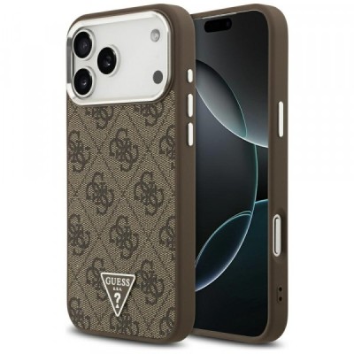 Husa MagSafe pentru Apple iPhone 17 Pro Max, Guess, 4G Triangle Logo, Maro foto