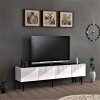 Suport TV Oppdal 154x37x45cm pal alb negru marmorat negru [en.casa] HausGarden Leisure