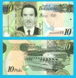 Botswana (p#30) 10 Pula 2014 UNC 'Seretse Khama'; (ROG CITITI DETALIILE!); Varianta pe h&acirc;rtie nu polimer