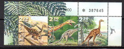 ISRAEL 2000, Faună, Animale preistorice, Dinozauri, serie neuzată, MNH foto