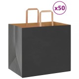 vidaXL Saci de h&acirc;rtie 50 buc cu m&acirc;nere negre 32x22x28 cm