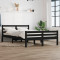 Cadru de pat mic dublu, negru, 120x190 cm, lemn masiv GartenMobel Dekor