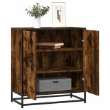Dulap Gossi Stejar Fumuriu 68x35x76 cm Lemn si Metal | Bufet Chic cu 3 Rafturi si Picioare Metalice | Organizare Casa