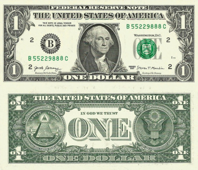 USA SUA █ bancnota █ 1 Dollar █ 2017 █ P-544 █ B2 New York █ UNC █ necirculata foto