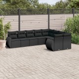Gossi set mobilier de gradina cu perne, 9 piese, negru, poliratan
