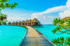 Fototapet autocolant Ponton insulele Maldive, 250 x 150 cm