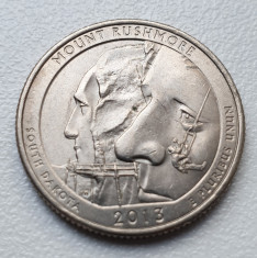 Moneda 25 centi / quarter 2013 SUA, Mount Rushmore -South Dakota foto