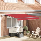 Marchiză Manuală Retractabilă cu LED Roșie 350x250 cm